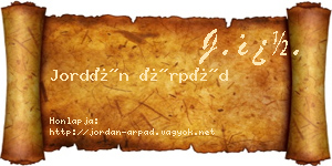 Jordán Árpád névjegykártya